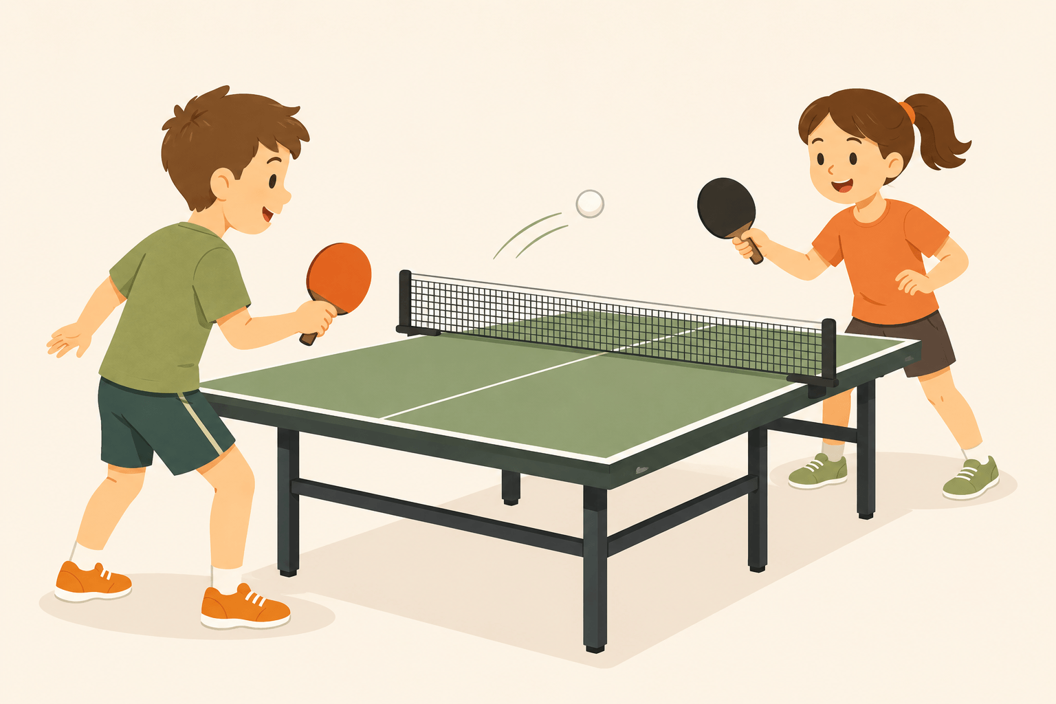 Deux enfants jouant au ping-pong